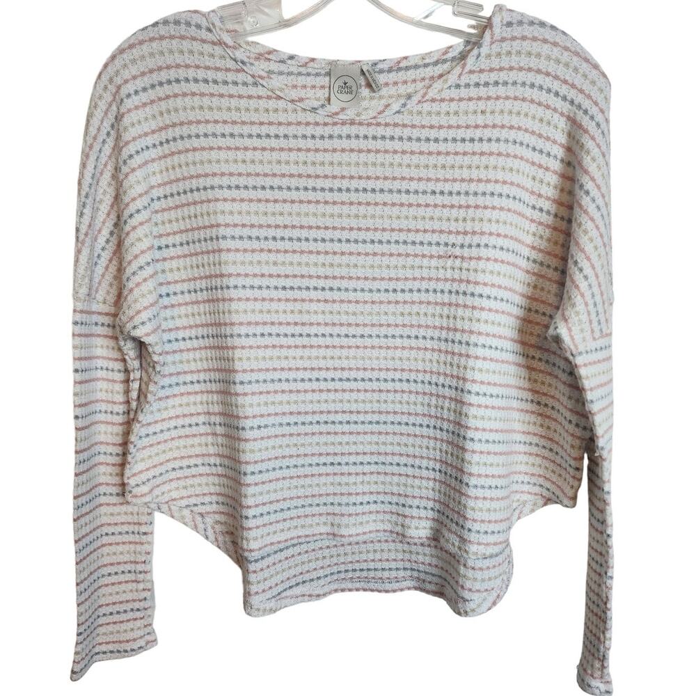 Paper Crane Waffle Knit Striped Crop Top, XS